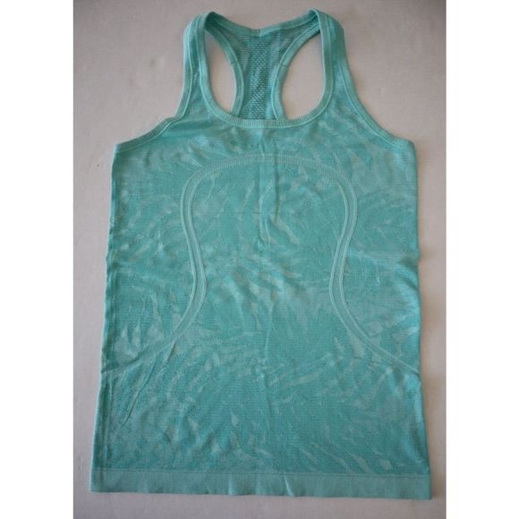 Lululemon Women Sz 4 Teal Bali Breeze Print Swiftly Tech Racerback Tank Top - Picture 1 of 4